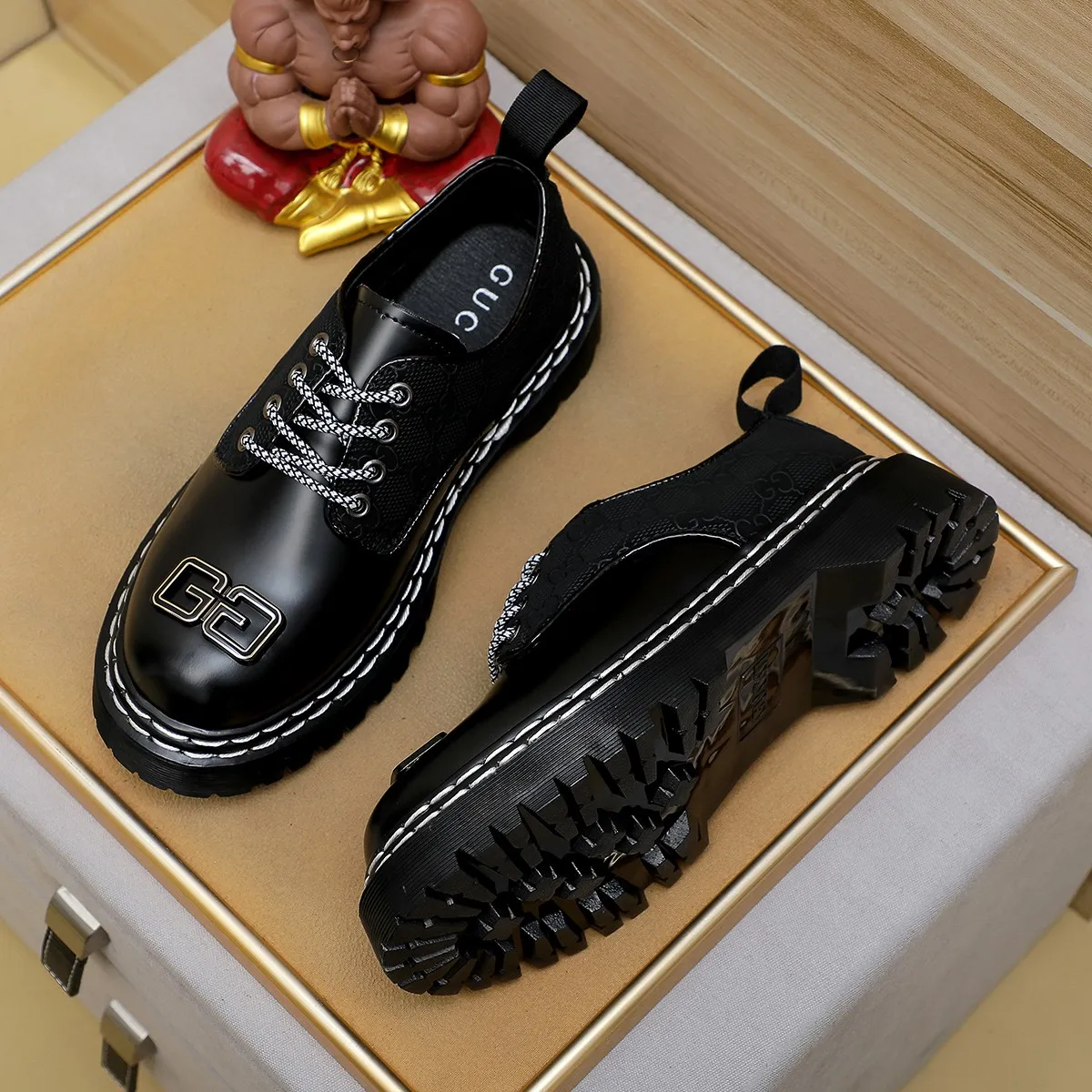 Men's shoes 💰420 💰💰🎩🎩[GUCCI] Counter 1:1⬆️original reproduction, absolute quality🆗original outsole, high-quality imported rubber, wear-resistant and non-slip, never degummed, upper material: imported first-layer cowhide➕anti-slip rubber outsole, official website material, lining material: water-dyed 🐂 leather lining, 2 colors optional! Code number 38-44 (45. Customized)